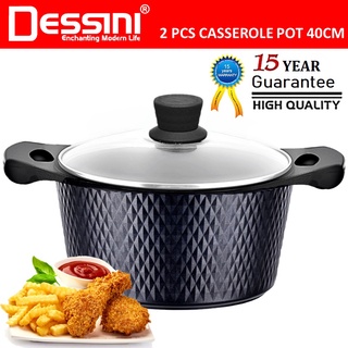 【ORIGINAL】 DESSINI ITALY 40CM Casserole Die Cast Aluminium Non Stick Pot Bowl Pan Cookware Tool with Cover PERIUK