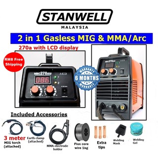 STANWELL Gasless MIG & MMA 2 in 1 High Power Welding Machine Model NBC270