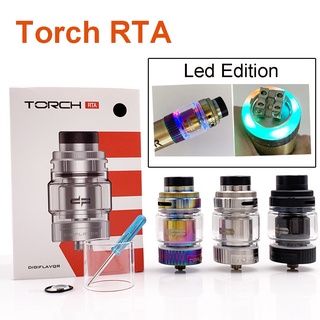 TORCH RTA Atomizer 5.5ML Glass Build Single Dual Coil DIY Rebuildable Deck DL Tank With RGB Breathing Light