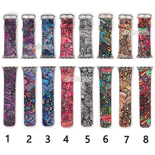 Printed Leather Watch Band iwatch Strap for Apple Watch Series 6 SE 5 4 3 2 38mm 40mm 42mm 44mm