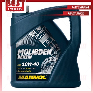 Mannol Engine Oil Semi Synthetic Molibden Benzin SL/CF 10W40 Minyak Hitam 4 Litre MN7505
