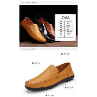 🔥Ready Stock🔥Men's leather shoes real leather shoes Peas shoes men's shoes leather soft bottom