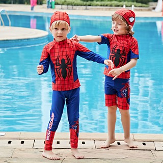 3pcs Spiderman Kids Swimming Suit Muslimah Boy Swimwear Long sleeve short sleeve