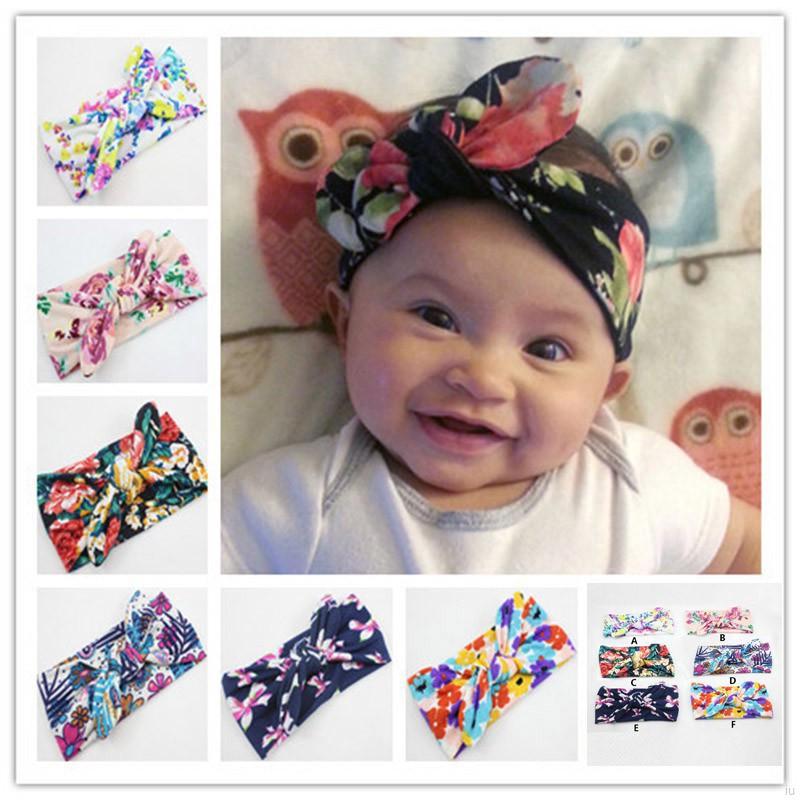 IU--Baby Girls Headwear Head Wraps Floral Printing Turban Headband