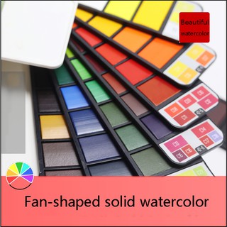 18 ,25 ,33, 42 Colors Professional Solid Watercolor Paint Set Fan Design