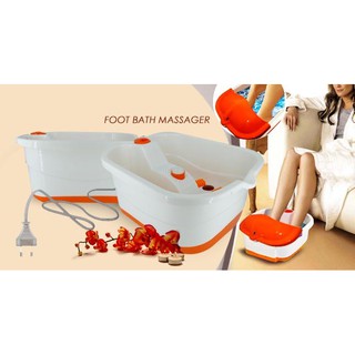 【Orange Color】Massage Foot Bath Therapy SPA Roller Bubble Vibration Feet Relax