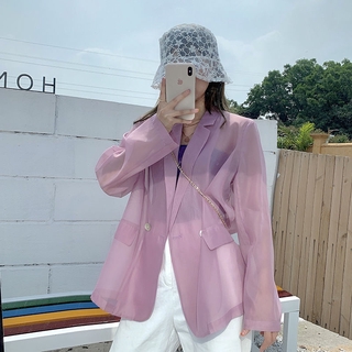 New thin mesh suit jacket women loose sunscreen long-sleeved suit thin jacket women