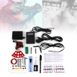 💕NL Tattoo Kits Gun Machine Power Pedal 10 Color Ink Sets Needle Gripping Tip