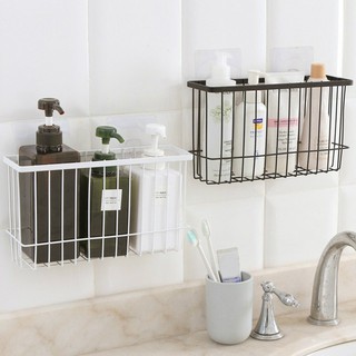 Self-Adhesion Kitchen Bathroom Iron Wire Basket Bin Storage Rack Mesh Organizer