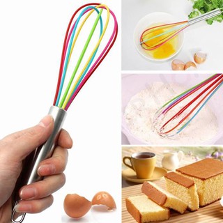 Stainless Steel Hand Shank Colored Silicone Eggs Whisk Kitchen