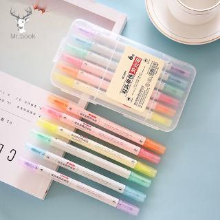 6pcs/set Mild Highlighter Double Headed Fluorescent Pen Marker Cute Stationery School Supplies