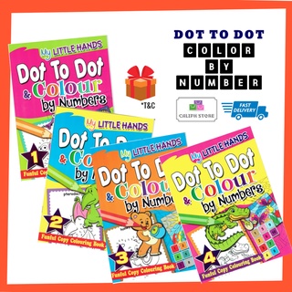 Buku Aktiviti My Little Hands Dot To Dot & Colour By Numbers Preschool Tadika Taska Workbook