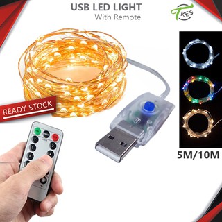 5M-50LED/10M-100LED USB Powered LED String Light Remote Control Fairy String Light Warm White Multicolor White Modes