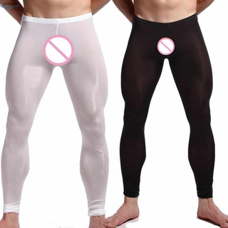 Men Pants Stretch Plus size Breathable Long johns Leggings Men Slim fit See through Elastic Transparent Fashion