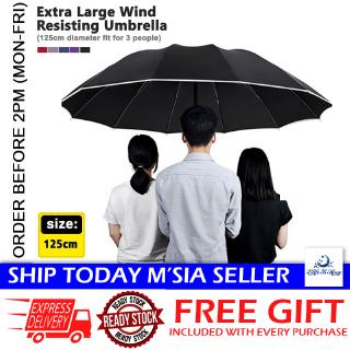 [Little B House] Extra Large 125CM Diameter Good Quality Wind Resisting Umbrella With Reflective Strip - UM02