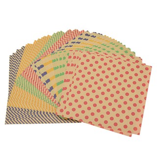 80 Pcs DIY Kraft Paper Origami Double Side Stripes Dots Folding Paper Crafts