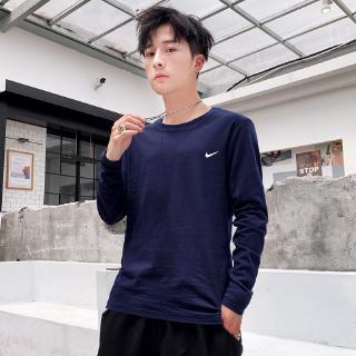 Autumn Air Conditioner Outwear Solid Color Cotton Sport Wear Round Neck Long Sleeve Sweater Tee