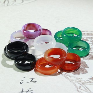 Natural jade Brazilian agate chalcedony ring black green yellow white purple red men and women ring
