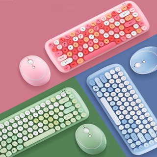 Notebook 3 in 1 Wireless Keyboard Mouse Combos 2.4G Wireless Number Pad Pink Round Punk Mini Keyboard and Mouse Free Mouse Pad