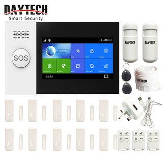 DAYTECH Wireless WiFi/GSM Alarm System TA04 Full Touch Color Screen With Door Sensor Motion Detector iOS Android Phone Tuya APP Remotely Control KIT4