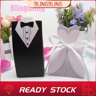 💕HOT💕50 pcs Black & white Case Boxes Candy Box With Ribbon for Wedding