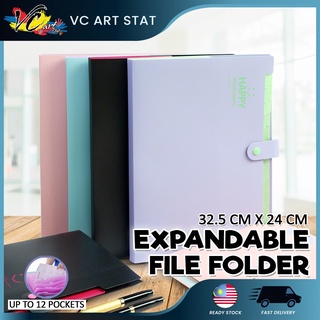 VC Art Smiley Pastel Expanding File Folder Documents 5 Pocket/12 Pocket A4 Size