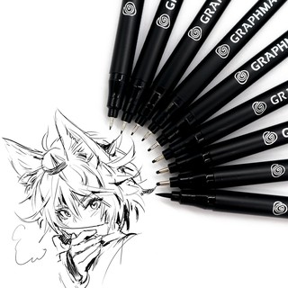 Seamiart_[Ready Stock] 9pcs Black Pigment Liner Needle Waterproof Drawing Pen for Sketch/Watercolor/Drawing_Needle & Brush Tip
