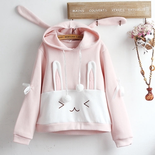 Pull Sweater Hoodie Rabbit Ears Korean style Loose Long sleeve hoodie Tops