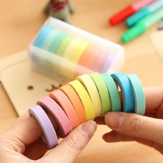 1Box(10 Pcs) Scrapbook Sticker Decorative Masking Tape Adhesive Paper Washi