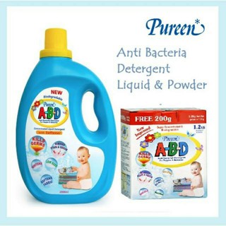 PUREEN Anti Bacterial Liquid Detergent With Softener 1000ML / A-B-D Powder Detergent 1KG (1)
