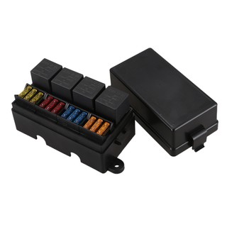 12 Way Blade Holder Box with Spade Terminals Fuse 4PCS 4Pin 12V 40A Relays for Car Truck Trailer and Boat