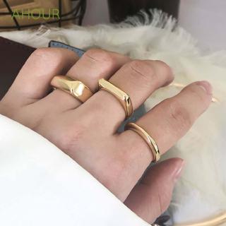 AHOUR Square Personality Alloy Women Girls Rings
