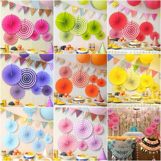 6pc/lot Colorful Paper Fans Flower 20/ 30cm Origami Party Decorations Supply DIY