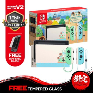 Nintendo Switch Animal Crossing V2 Console FREE Tempered Glass (1 Year Nintendo Official Warranty)