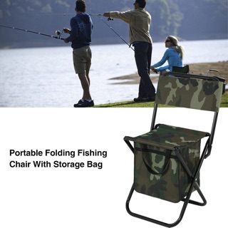 READY STOCK!! Foldable Outdoor Camping Fishing Chair Camouflage With Storage Bag Kerusi Lipat