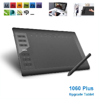 10x6 inch Digital Graphic Drawing Tablet 8192 Levels Digital Tablet Drawing Board Support Online Teaching Remote Work with Battery-Free Stylus