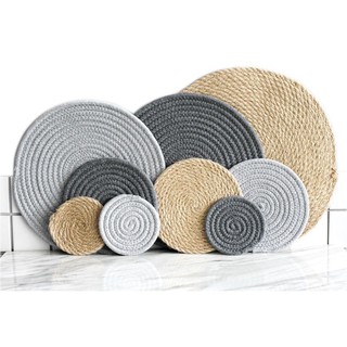 Cotton Coasters Linen Round Mats Set Insulation Coffee Pad Placemat