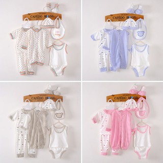 💕Pentagon 8Pcs Newborn Baby Girls Boys Cotton Romper Hat Outfits Clothing Sets (1)