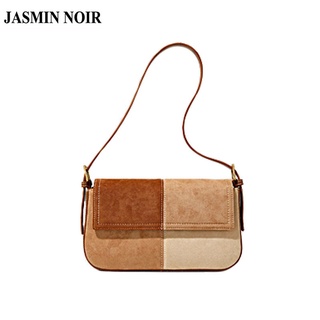 JASMIN NOIR Suede Women's Shoulder Bag Vintage Handbag Small Square Sling Bag