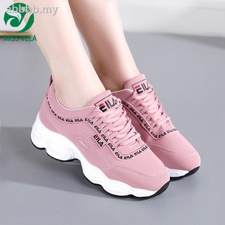 Ready Stock Women's Sports Shoes FILA Casual Running Kasut Korean Version White