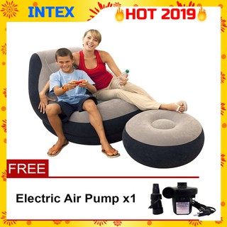 INTEX 68564 Inflatable Ultra Lounge Single Air Chair+Foot Rest Lounger with Pump Sofa Udara 充气沙发