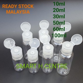 Transparent Empty Flip Cap & Spray Bottles 10,20,30,50,60,100ml Plastic Mini Empty Cosmetic Containers