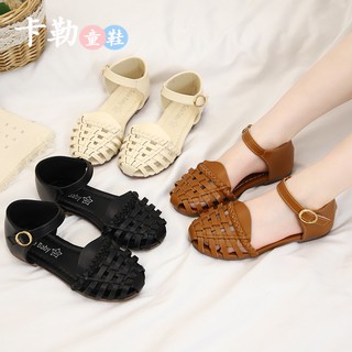 2019 Summer New Solid Color Girls Shoes Weaving Hollow Children's Sandals