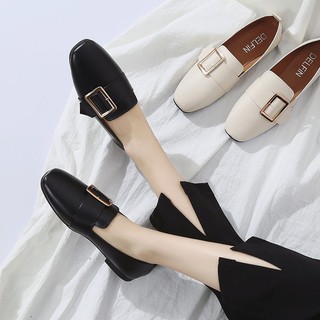 Spot ★ Korean fashion square buckle casual single shoes female shallow mouth