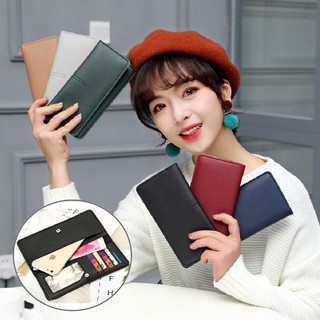 simple ultra thin long-style purse woman card soft leather wallet woman