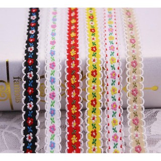Colorful Flowers Polyester Lace Trim Embroidered Ribbon Sewing Craft