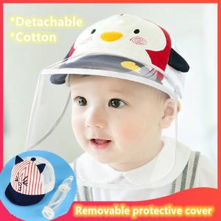 Baby Infant Hat Cover Safety cap Detachable face shield for baby Full Face Cover Protective Cap Flip Visor Anti Dust Anti Fog Anti Virus Facial Cover Caps Newborn Baby Kids Protection Sun Hats Safe Guard Outdoor