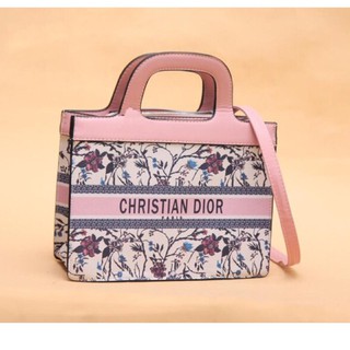 Flower print fabric tot bag with strap