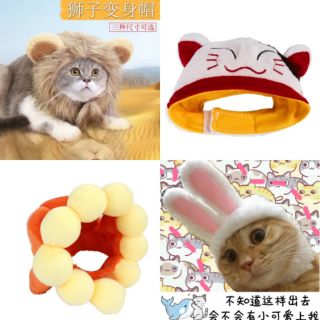 Pet Cat Cute Adjustable Hate Lion Rabbit Sun Flower Halloween Funny 宠物猫可爱狮子兔子太阳花招财猫帽装扮