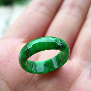 Natural jade ring dry green iron dragon grandmother green jade finger float flow